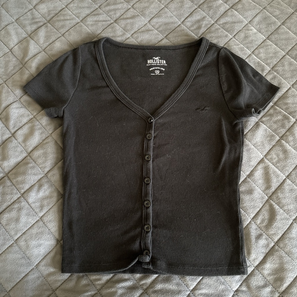 Hollister Black Ribbed Knit Top